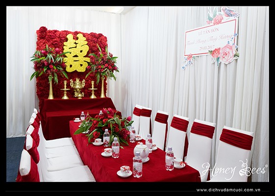Mẫu trang trí nhà lễ gia tiên tông đỏ, trắng - Dịch vụ đám cưới ...